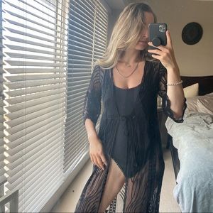 NWT black pool cover up duster